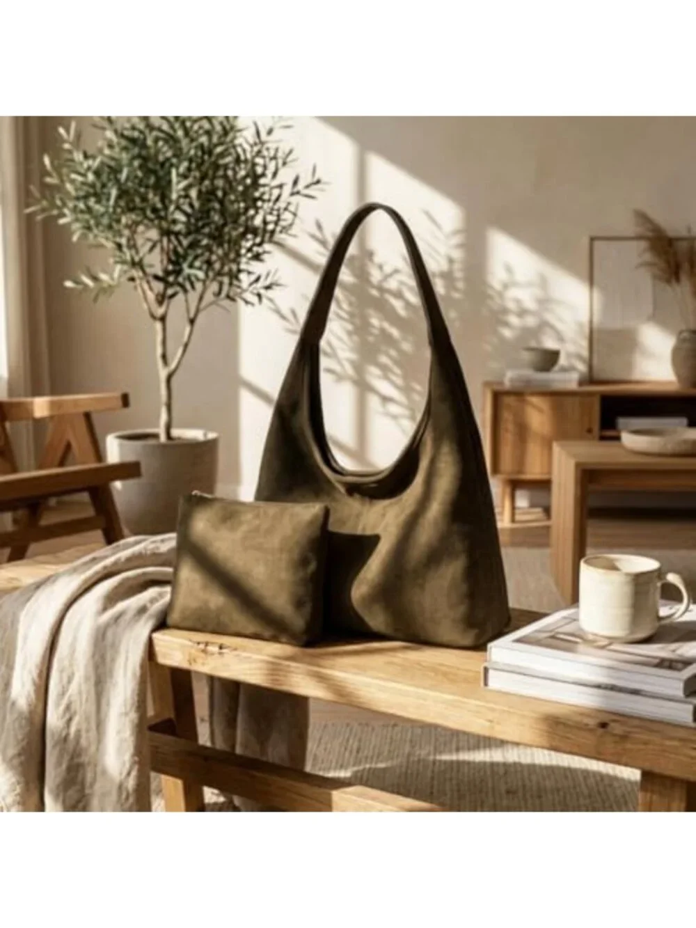 Stylish Soft PU Leather Hobo Bag for Women | Slouchy Tote Purse for Work